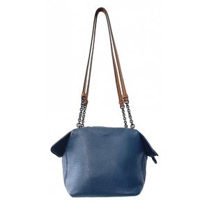 Bottega Veneta cube blue leather intrecciato detail chain shoulder bag